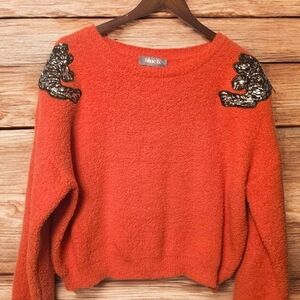 L - Orange Sweater with Sequin Detail